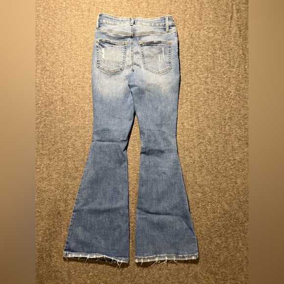 Edgely Jeans Womens 4 blue Mid Rise Flare distressed Fit 26x32 tall western - Picture 4 of 13